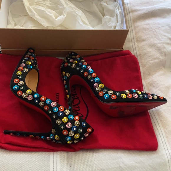 Christian Louboutins colourful sequin 120mm satin - Picture 6 of 11